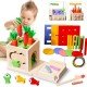 8-In-1 Montessori Permanence Box Carrot Toy: Wooden Shape Sorting and Matching Educational Toy for Kids Over 1 Year Old