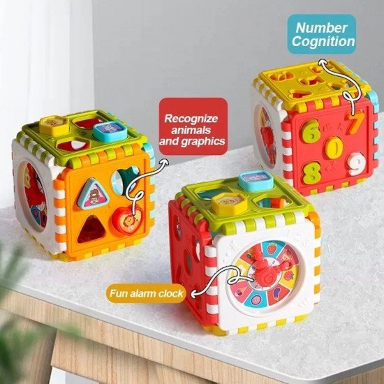 Puzzle Building Block Toy: A Shape-Matching Hexahedron with Number Graphics for Cognitive Development in Babies