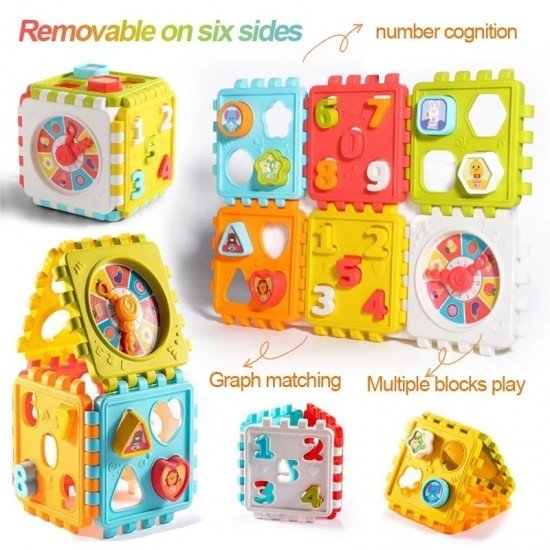 Puzzle Building Block Toy: A Shape-Matching Hexahedron with Number Graphics for Cognitive Development in Babies