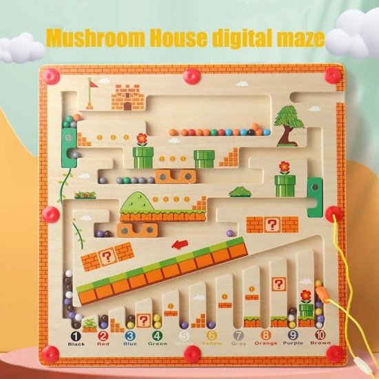 Montessori-inspired Wooden Maze: Fun Learning with Colors and Numbers for Kids. Perfect Gift in Educational Wooden Toys