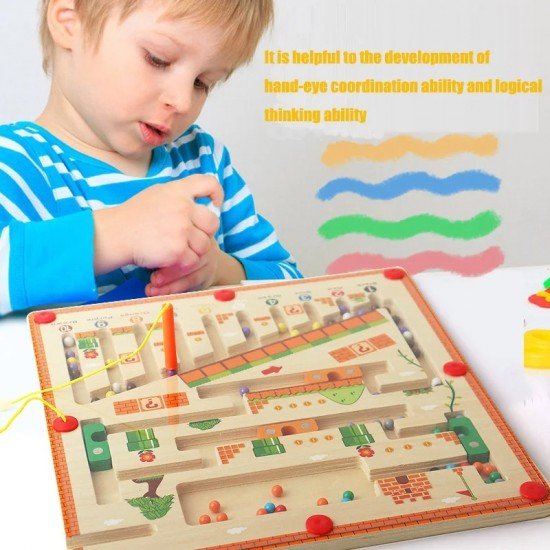 Montessori-inspired Wooden Maze: Fun Learning with Colors and Numbers for Kids. Perfect Gift in Educational Wooden Toys